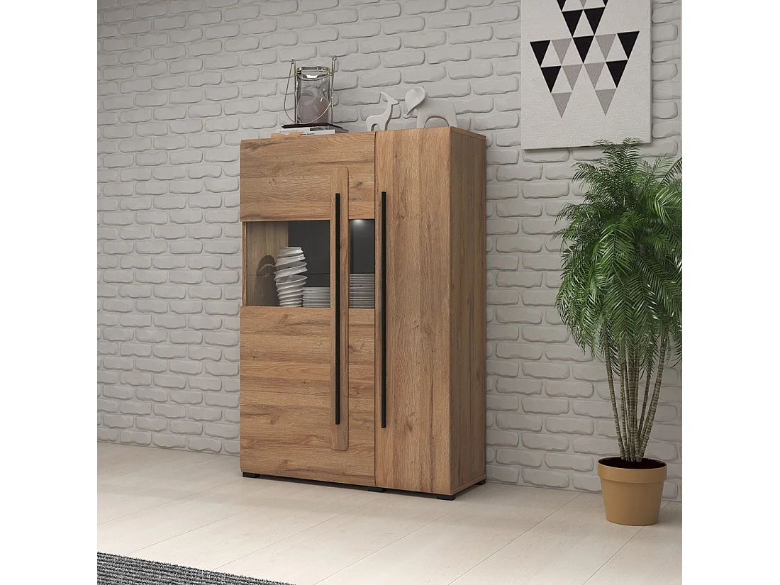 Vitrine design XL collection BREDA. LED incluses. Coloris chêne.