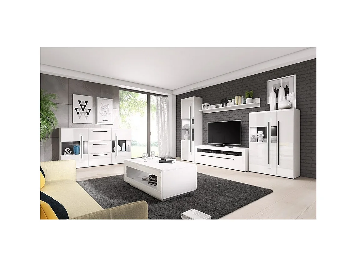 Scaffale da parete design 160cm colore opaco e bianco lucido. Collezione BREDA.