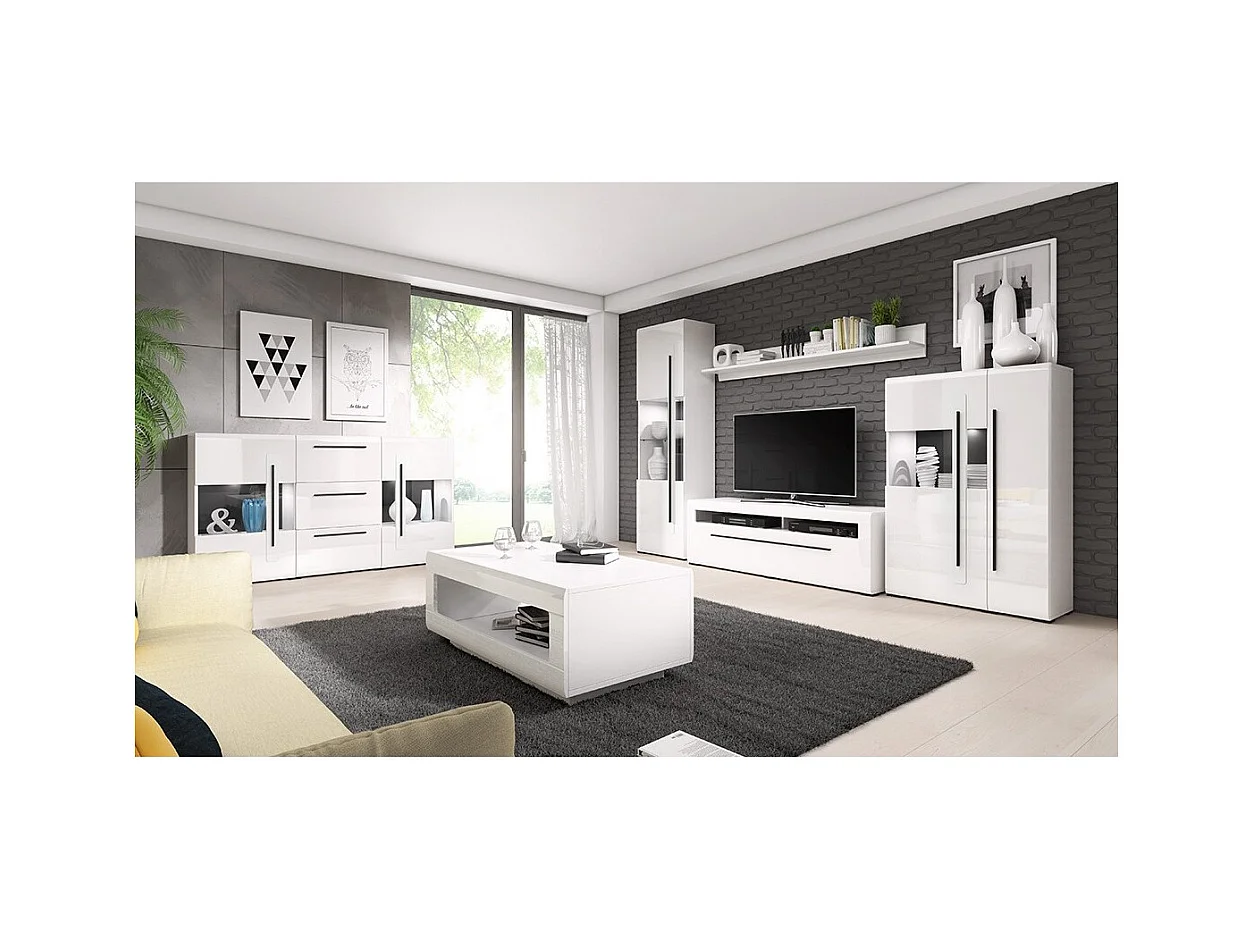 Scaffale BREDA – 180 cm – Bianco opaco e lucido – Design moderno e funzionale