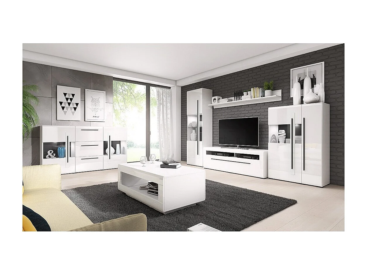 Boekenkast BREDA – 180 cm – Mat wit en glanzend wit – Modern en functioneel ontwerp