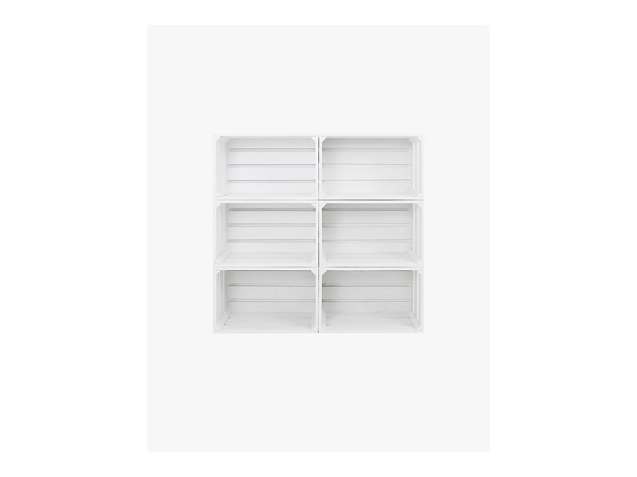 Set di 6 scatole in legno massello in tono bianco 49x30,5x25,5cm - BOX - DECOWOOD