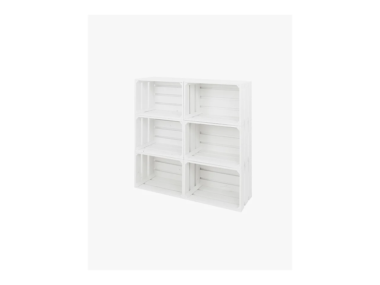 Set di 6 scatole in legno massello in tono bianco 49x30,5x25,5cm - BOX - DECOWOOD