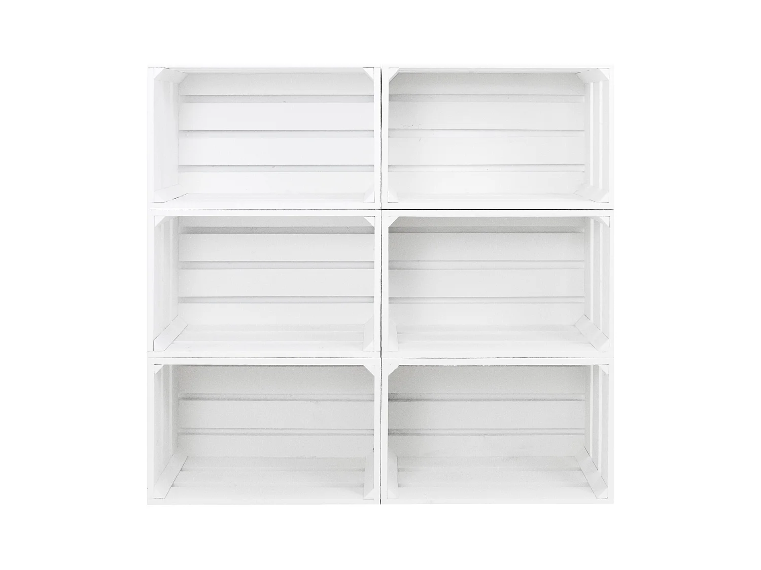 Set di 6 scatole in legno massello in tono bianco 49x30,5x25,5cm - BOX - DECOWOOD