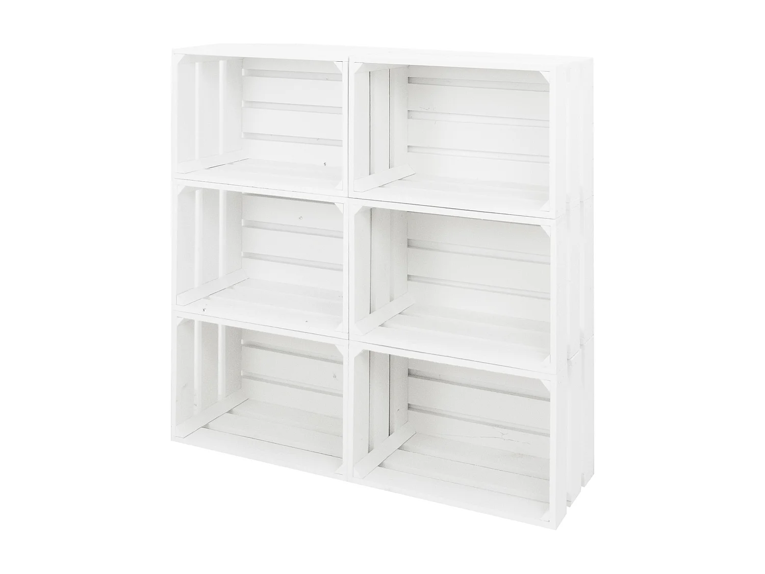 Set di 6 scatole in legno massello in tono bianco 49x30,5x25,5cm - BOX - DECOWOOD