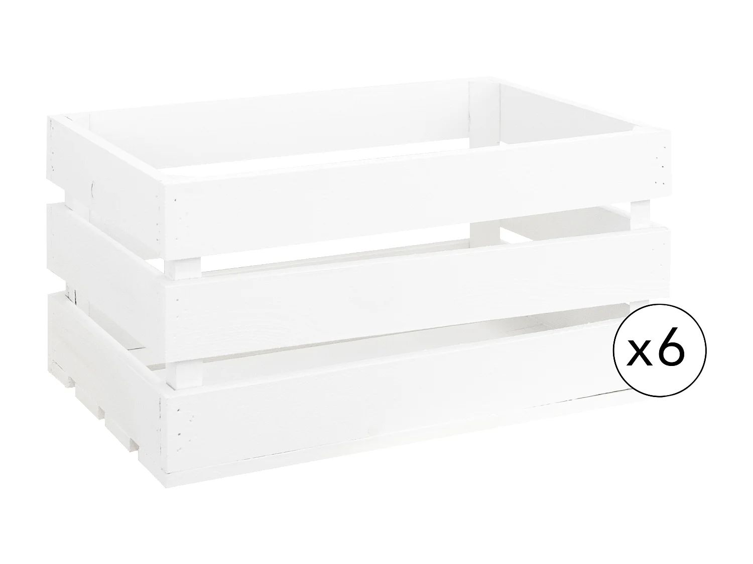 Pack 6 boîtes en bois de pin grandes blanches 49x25,5cm - BOX - DECOWOOD