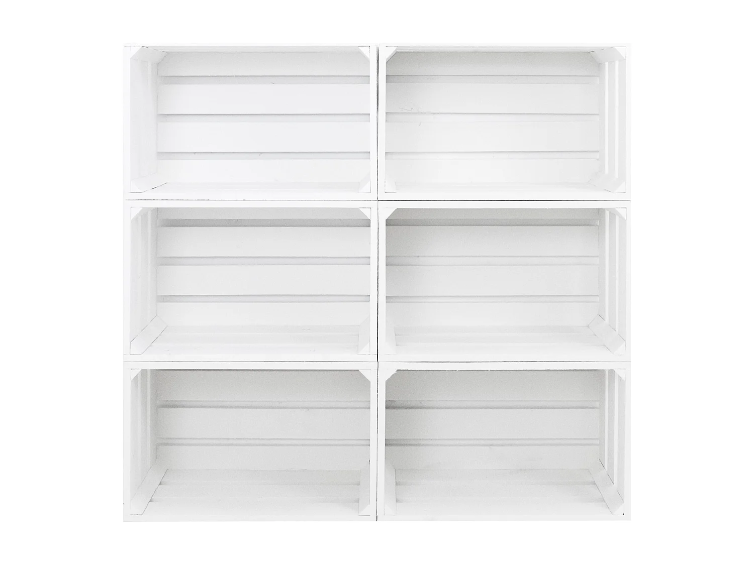 Pack 6 boîtes en bois de pin grandes blanches 49x25,5cm - BOX - DECOWOOD