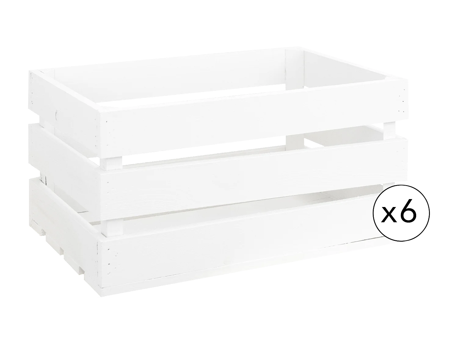 Pack de 6 cajas de madera maciza en tono blanco de 49x30,5x25,5cm - BOX - DECOWOOD