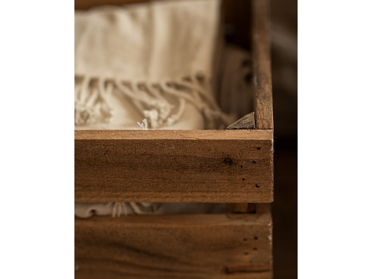 Scatola in legno massello in tono marrone 49x30,5x25,5cm - BOX - DECOWOOD