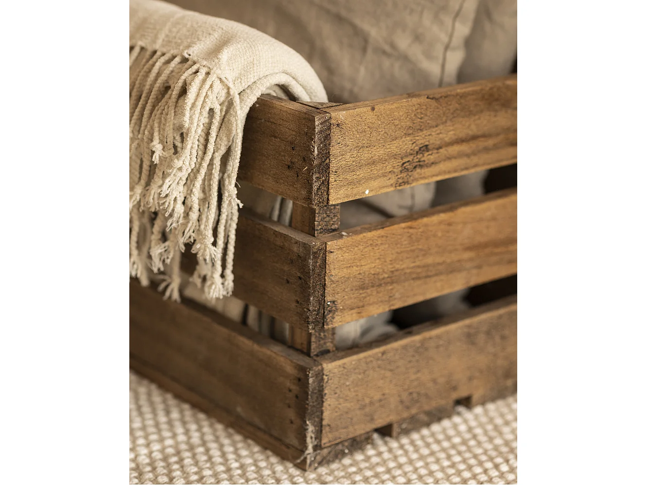 Scatola in legno massello in tono marrone 49x30,5x25,5cm - BOX - DECOWOOD