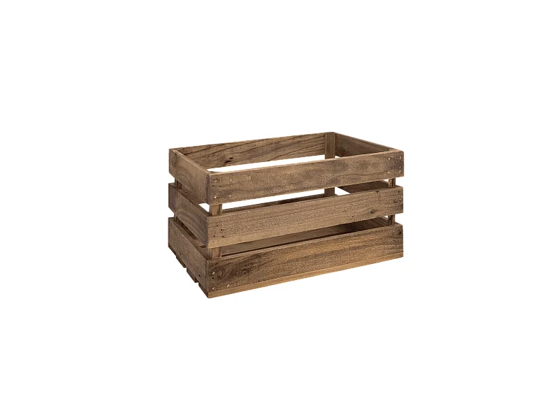 Caja de madera maciza en tono roble oscuro de 49x30,5x25,5cm - BOX - DECOWOOD