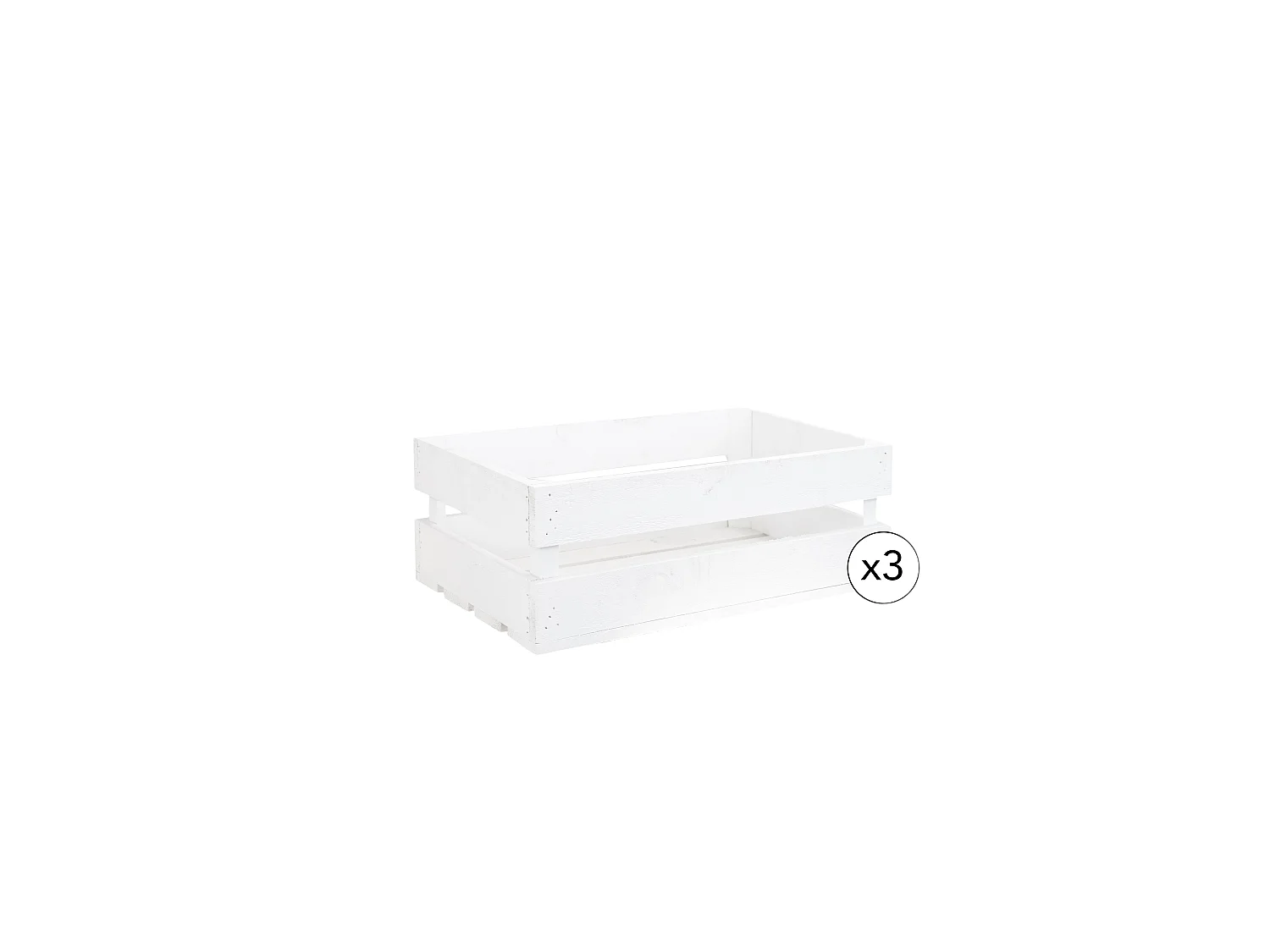 Set di 3 scatole in legno massello in tono bianco 49x30,5x17,5cm - BOX - DECOWOOD