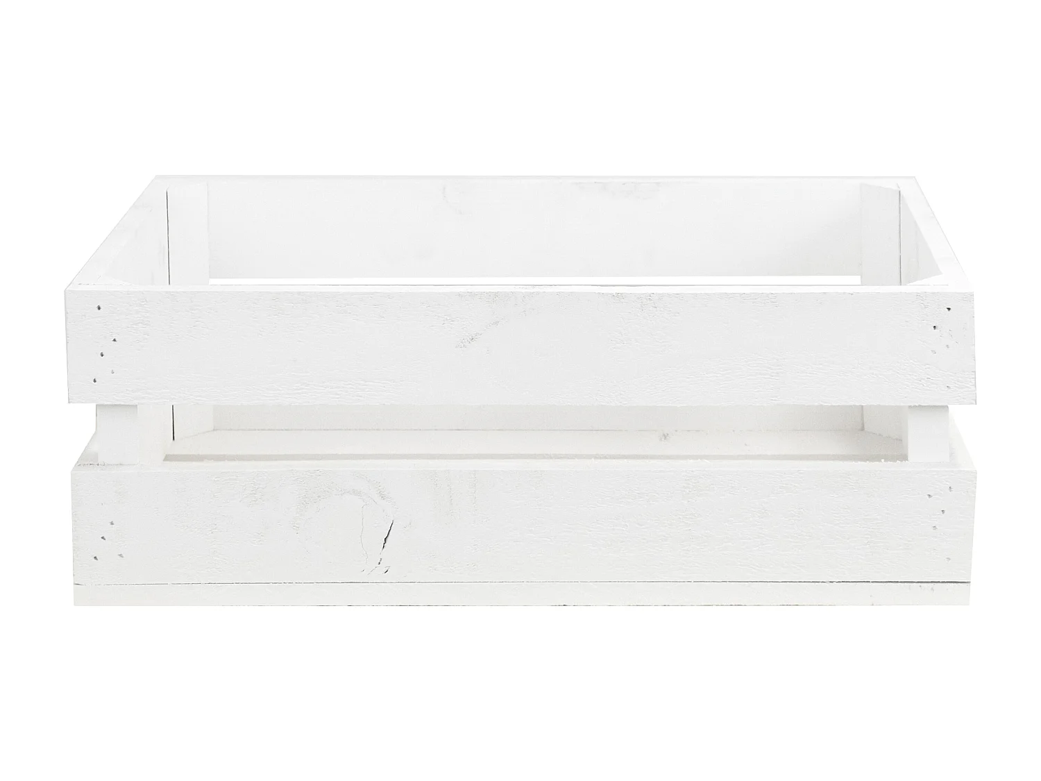 Set di 3 scatole in legno massello in tono bianco 49x30,5x17,5cm - BOX - DECOWOOD