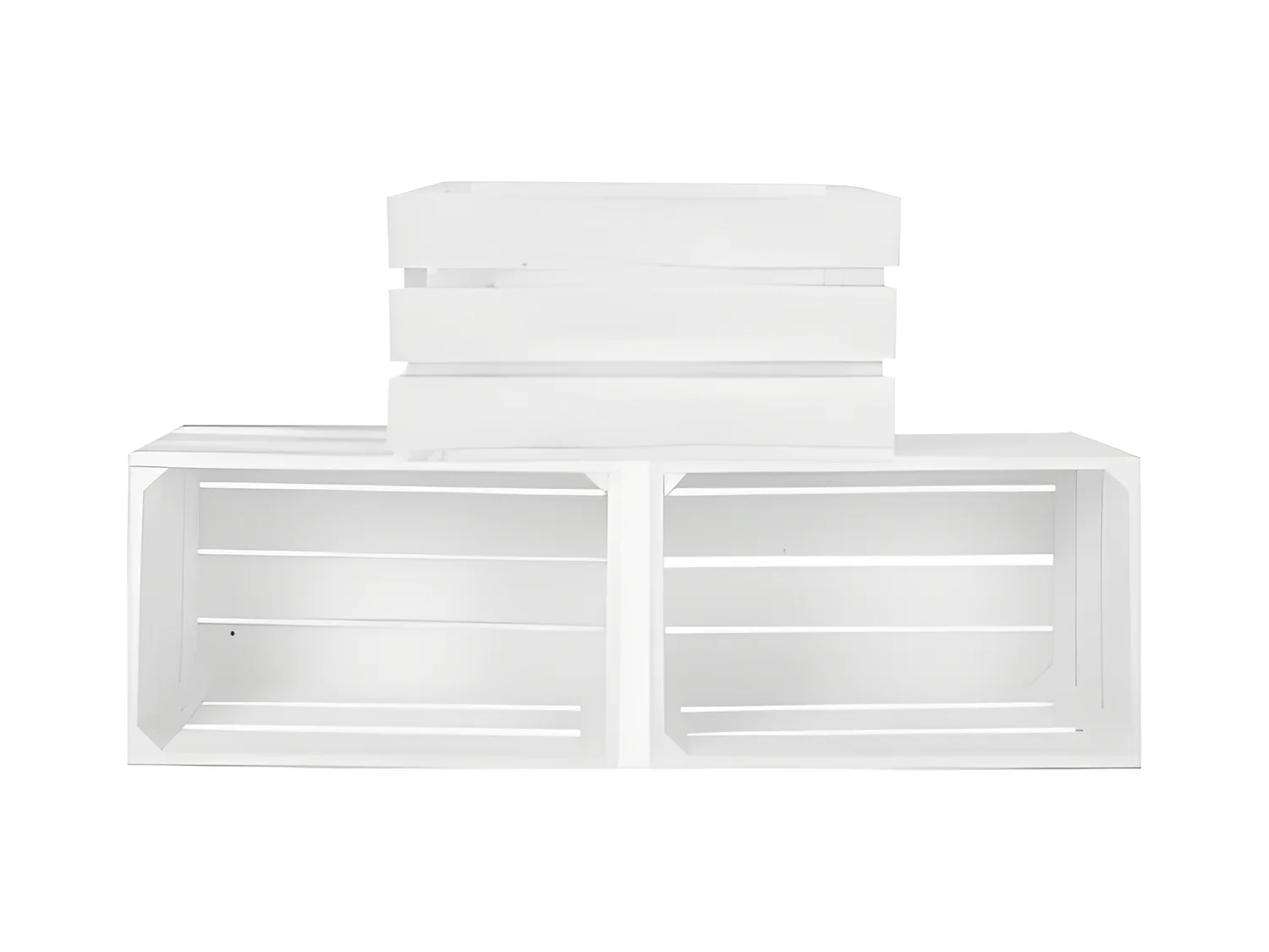 Set di 3 scatole in legno massello in tono bianco 49x30,5x25,5cm - BOX - DECOWOOD