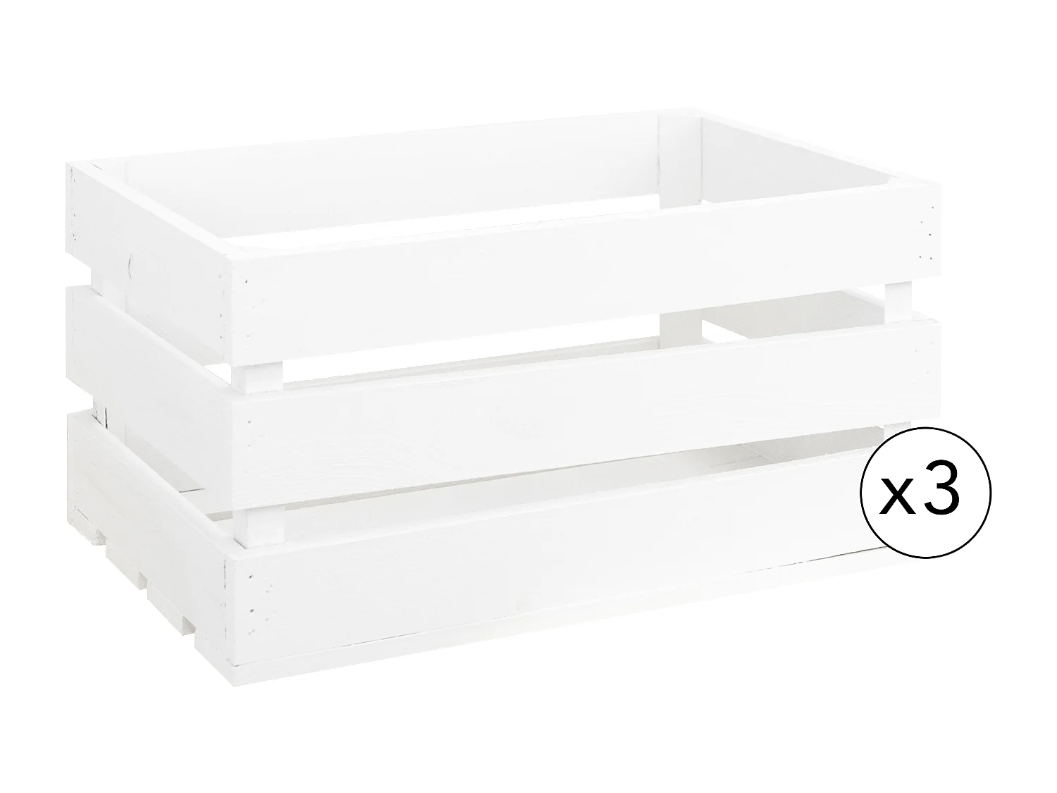 Set di 3 scatole in legno massello in tono bianco 49x30,5x25,5cm - BOX - DECOWOOD