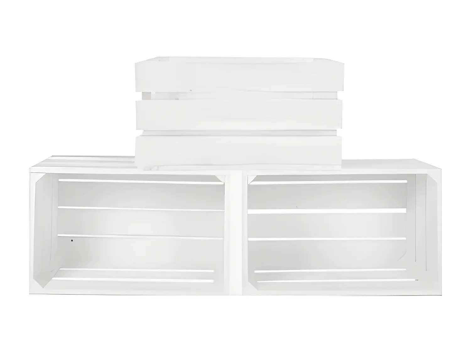 Set di 3 scatole in legno massello in tono bianco 49x30,5x25,5cm - BOX - DECOWOOD