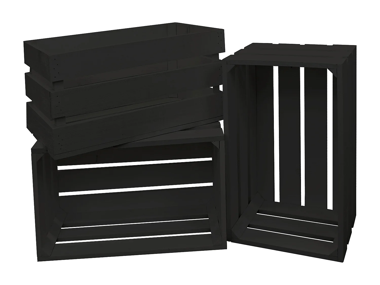 Caja de madera maciza en tono negro de 49x30,5x25,5cm - BOX - DECOWOOD