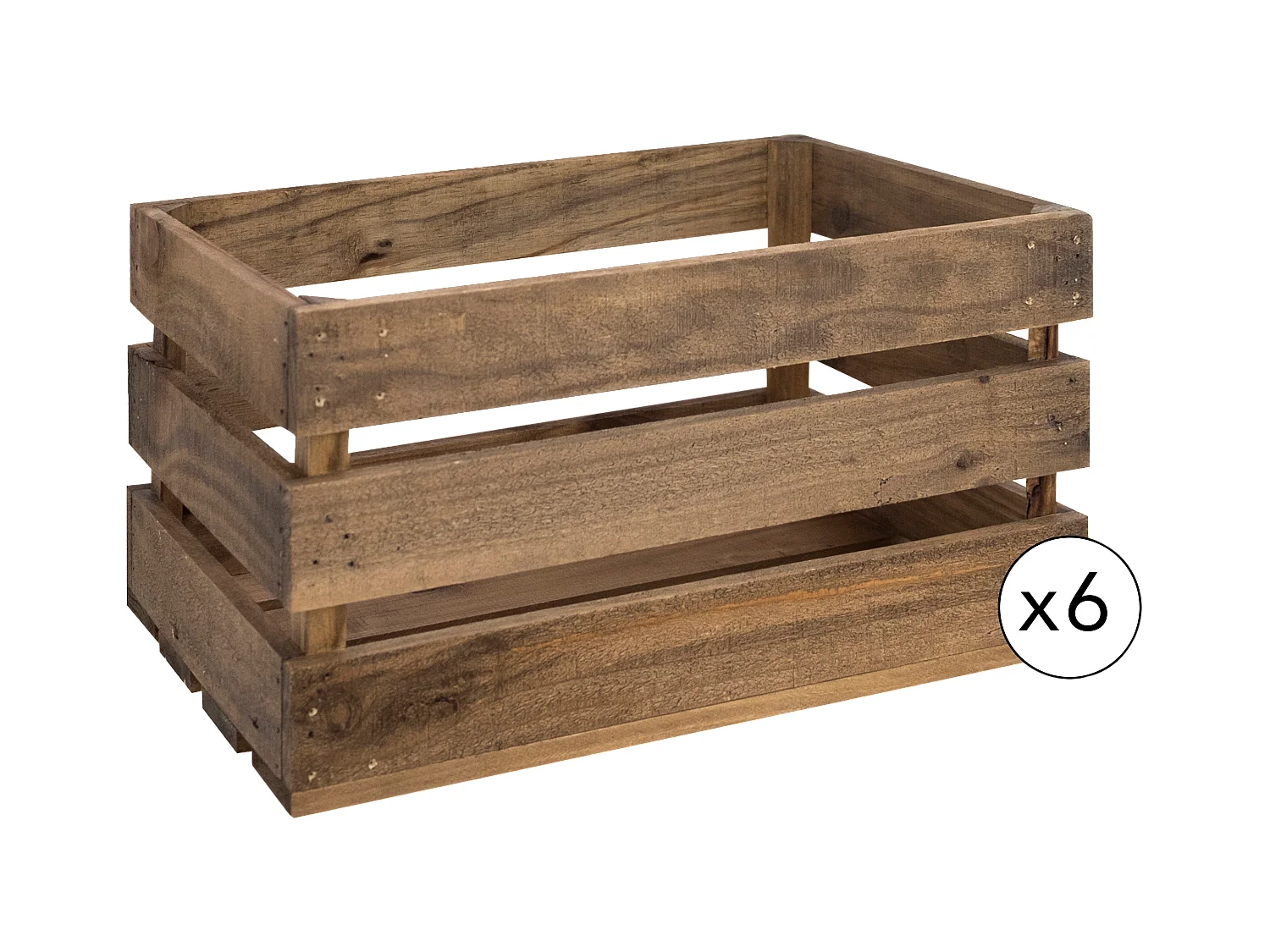 Set di 6 scatole in legno massello in tono marrone 49x30,5x25,5cm - BOX - DECOWOOD