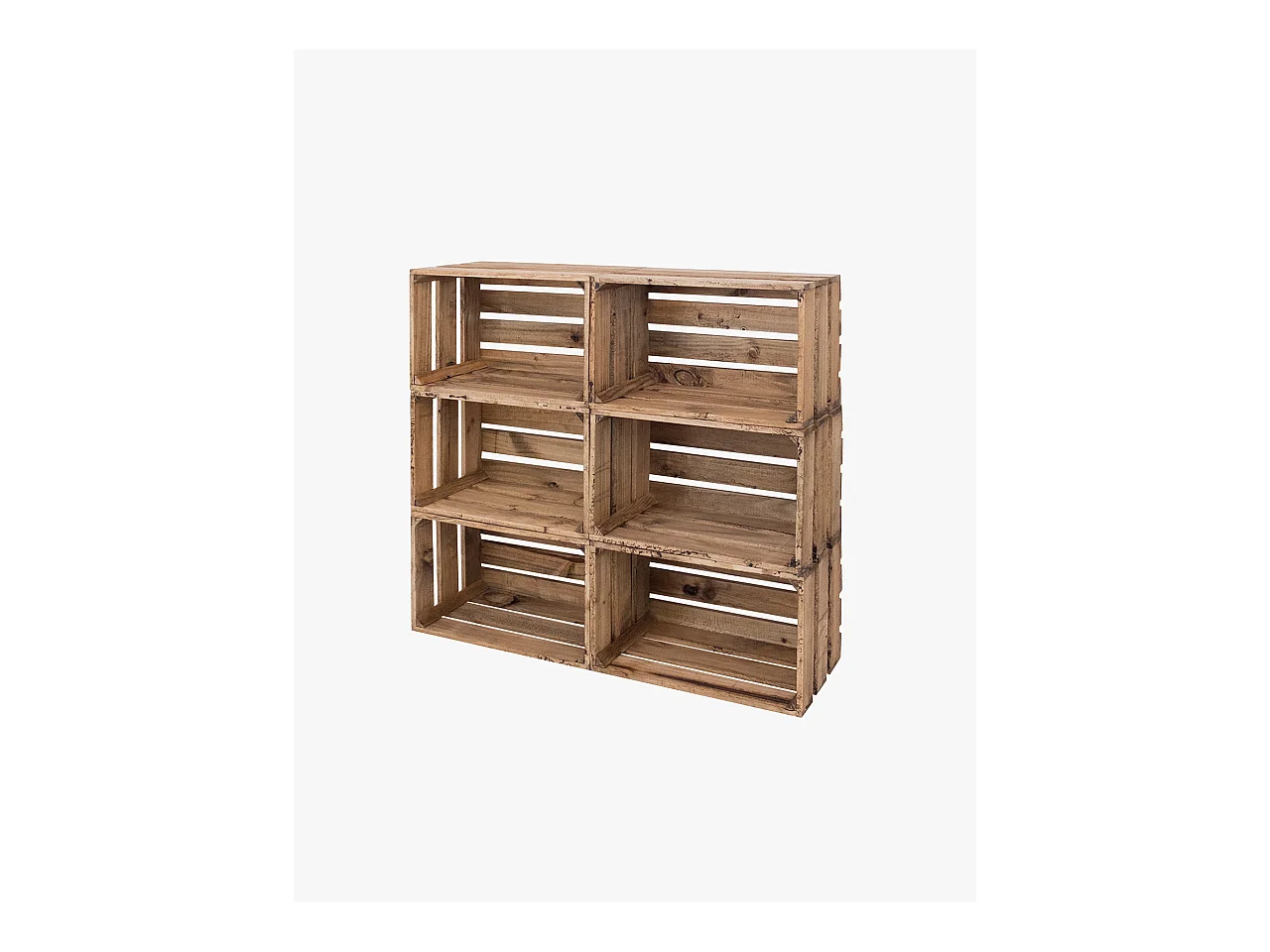 Set di 6 scatole in legno massello in tono marrone 49x30,5x25,5cm - BOX - DECOWOOD