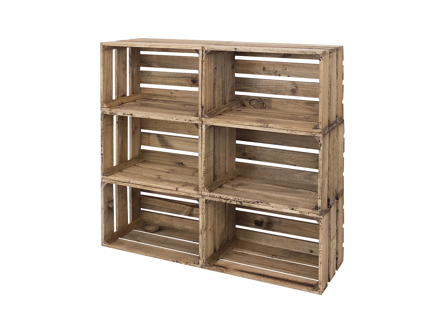 Set di 6 scatole in legno massello in tono marrone 49x30,5x25,5cm - BOX - DECOWOOD