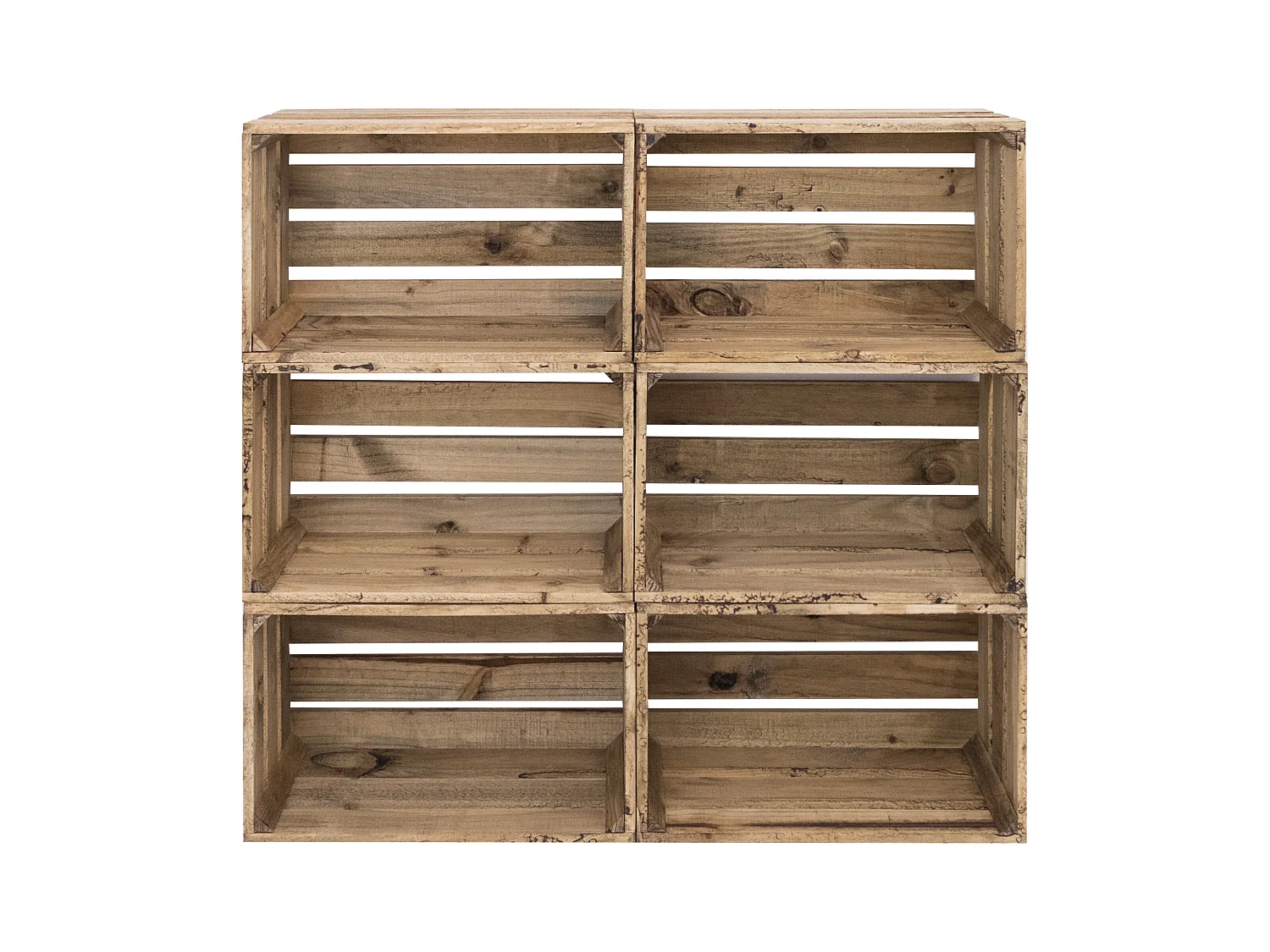 Set di 6 scatole in legno massello in tono marrone 49x30,5x25,5cm - BOX - DECOWOOD