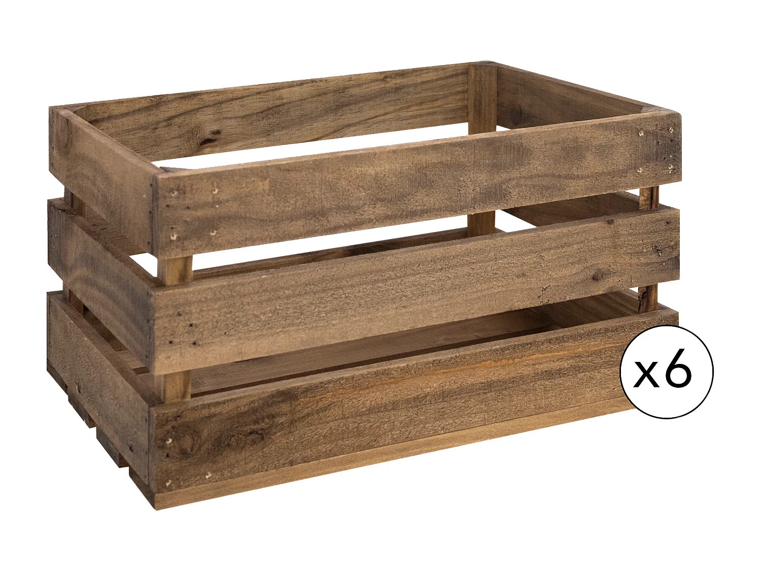 Pack 6 boîtes en bois de pin grandes vieillis 49x25,5cm - BOX - DECOWOOD