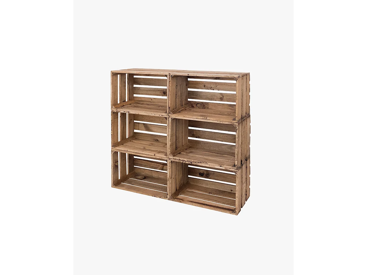 Pack 6 boîtes en bois de pin grandes vieillis 49x25,5cm - BOX - DECOWOOD