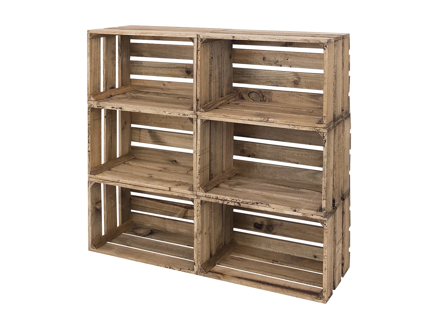 Pack 6 boîtes en bois de pin grandes vieillis 49x25,5cm - BOX - DECOWOOD