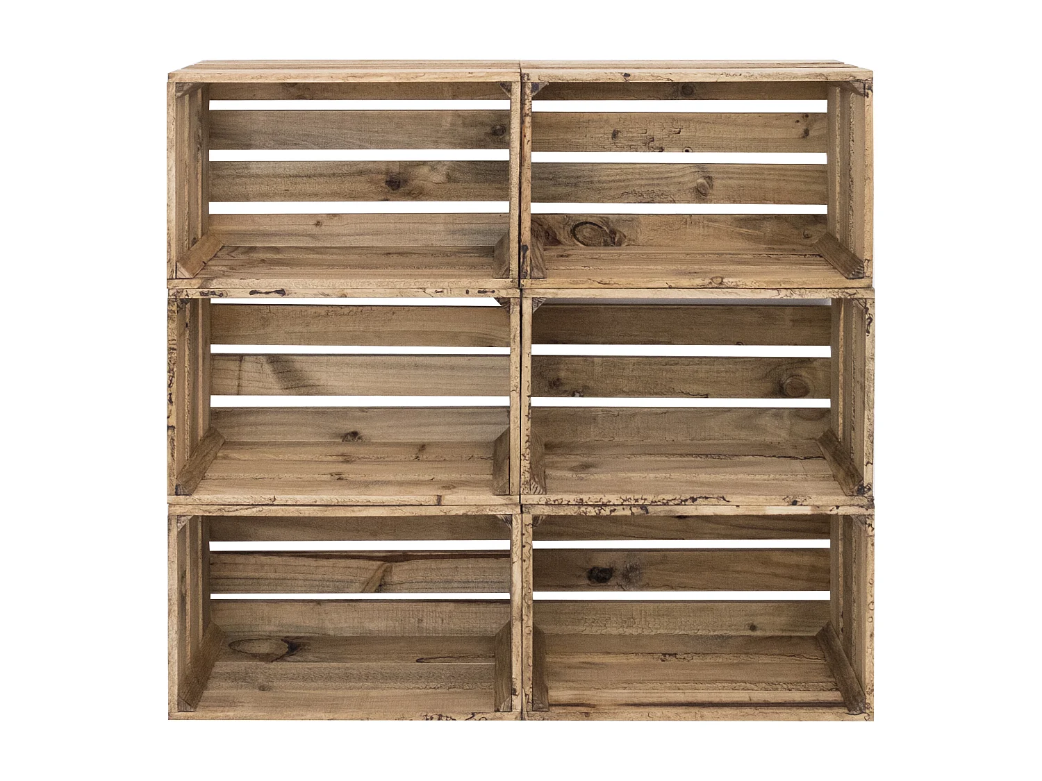 Pack 6 boîtes en bois de pin grandes vieillis 49x25,5cm - BOX - DECOWOOD