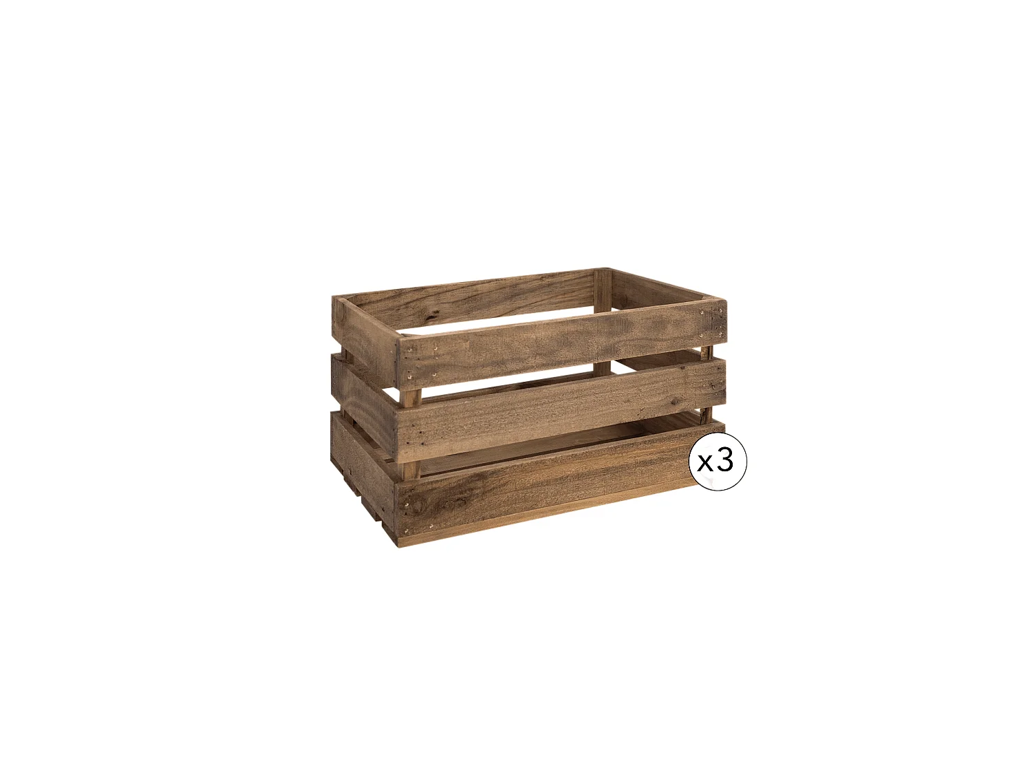 Set di 3 scatole in legno massello in tono marrone 49x30,5x25,5cm - BOX - DECOWOOD