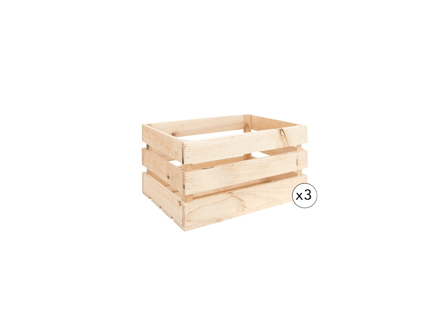 Set di 3 scatole in legno massello in tono naturale 49x30,5x25,5cm - BOX - DECOWOOD