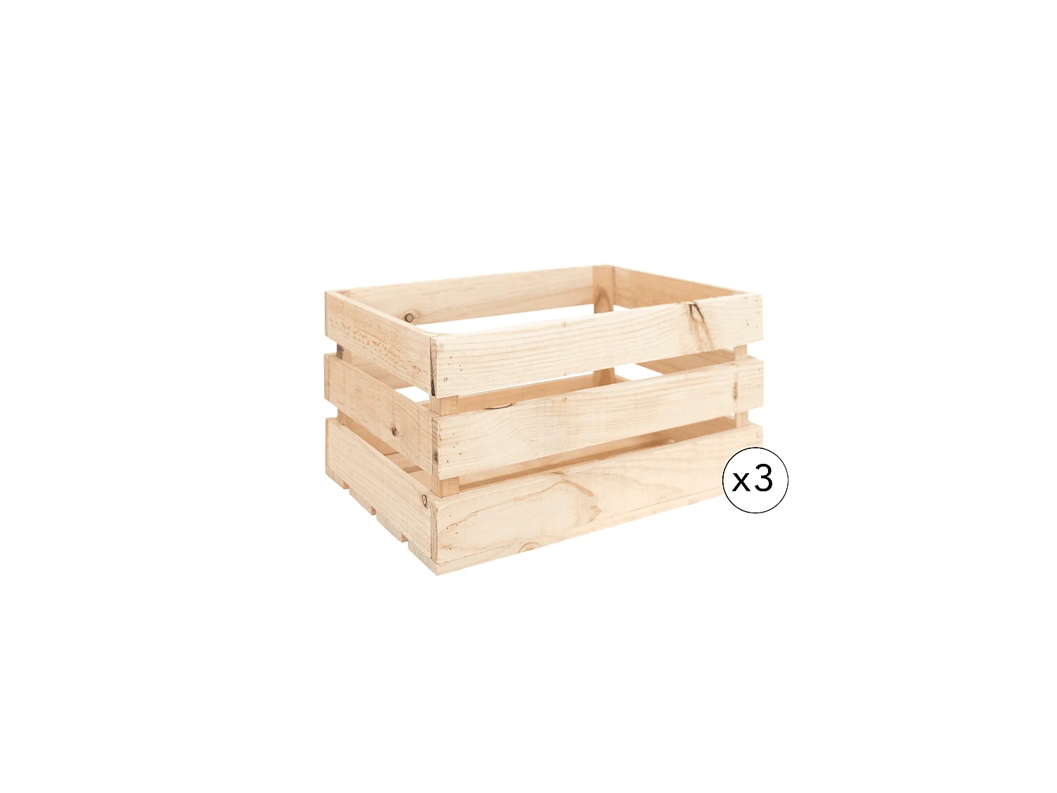 Pack 3 boîtes en bois de pin grandes naturelles 49x25,5cm - BOX - DECOWOOD