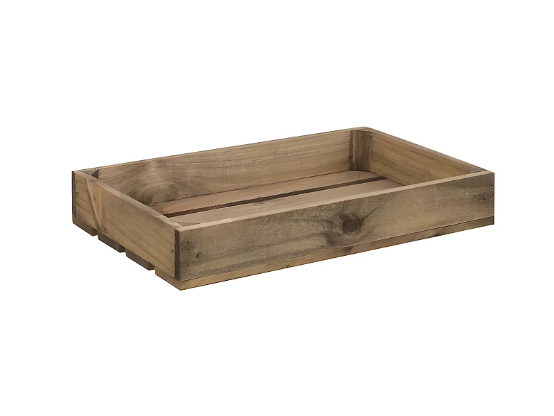 Caja de madera maciza en tono roble oscuro de 49x30,5x7,5cm - BOX - DECOWOOD