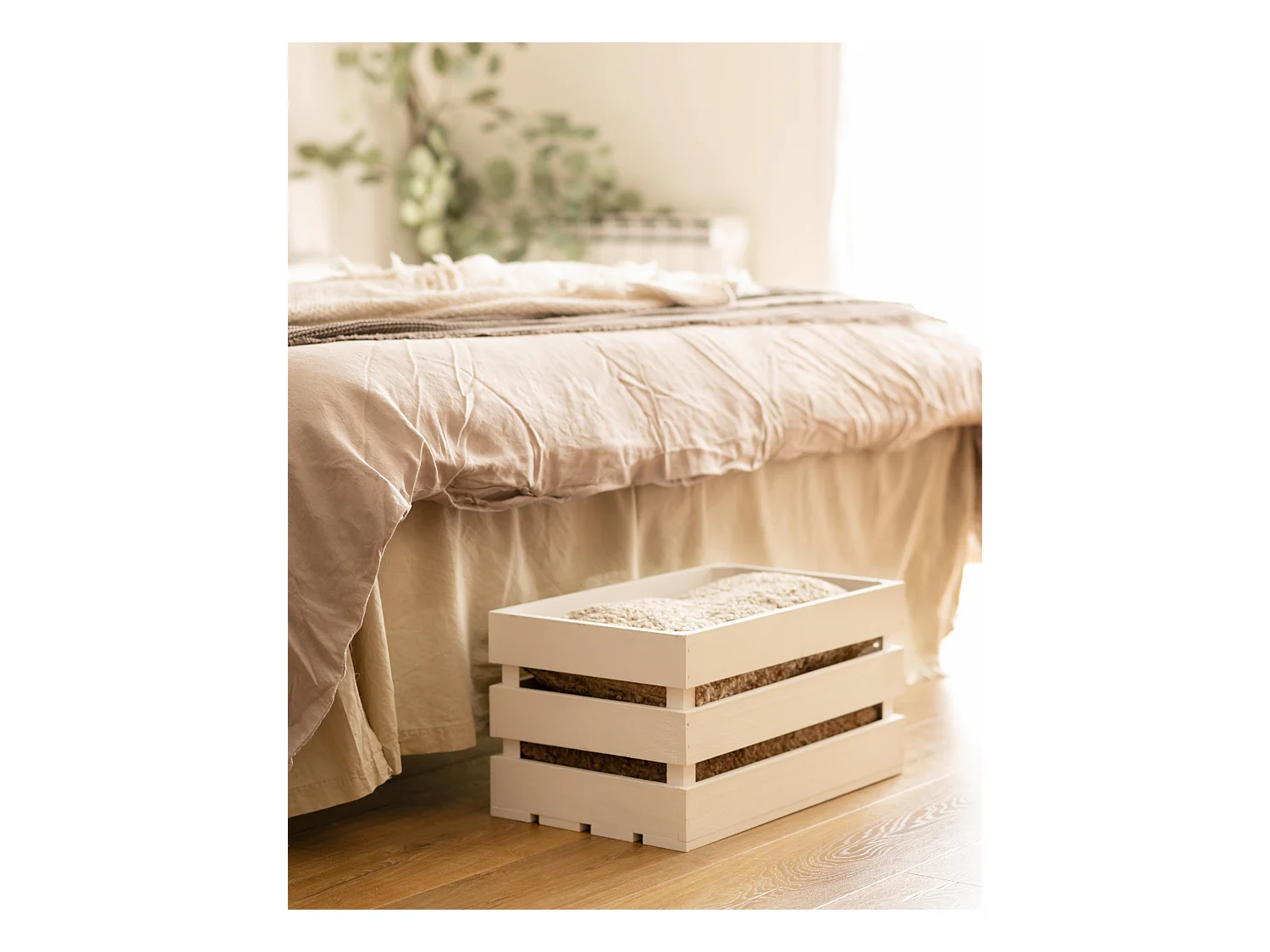 Scatola in legno massello in tono bianco 49x30,5x25,5cm - BOX - DECOWOOD