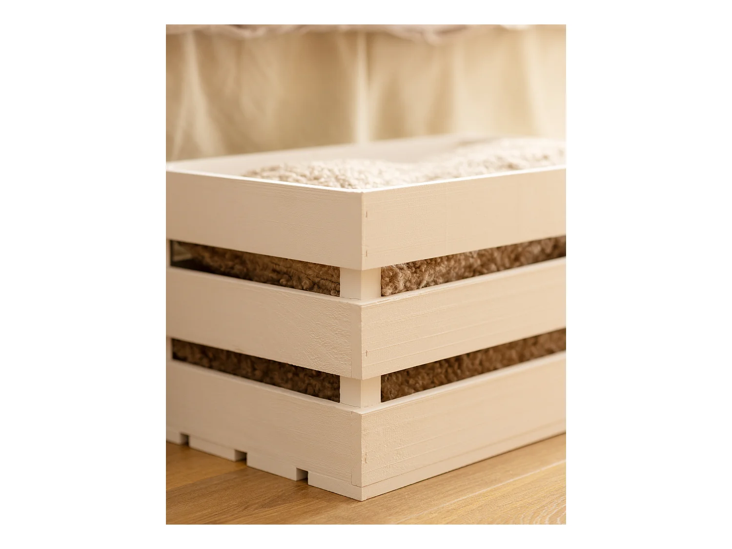 Scatola in legno massello in tono bianco 49x30,5x25,5cm - BOX - DECOWOOD