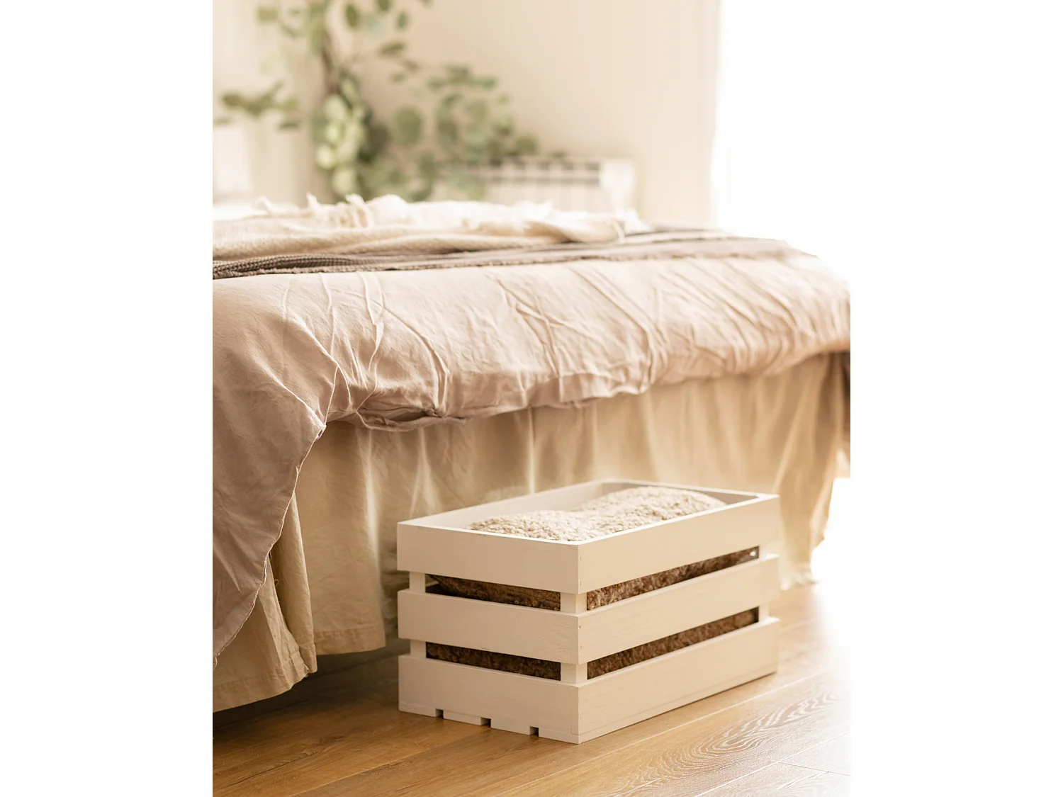 Scatola in legno massello in tono bianco 49x30,5x25,5cm - BOX - DECOWOOD