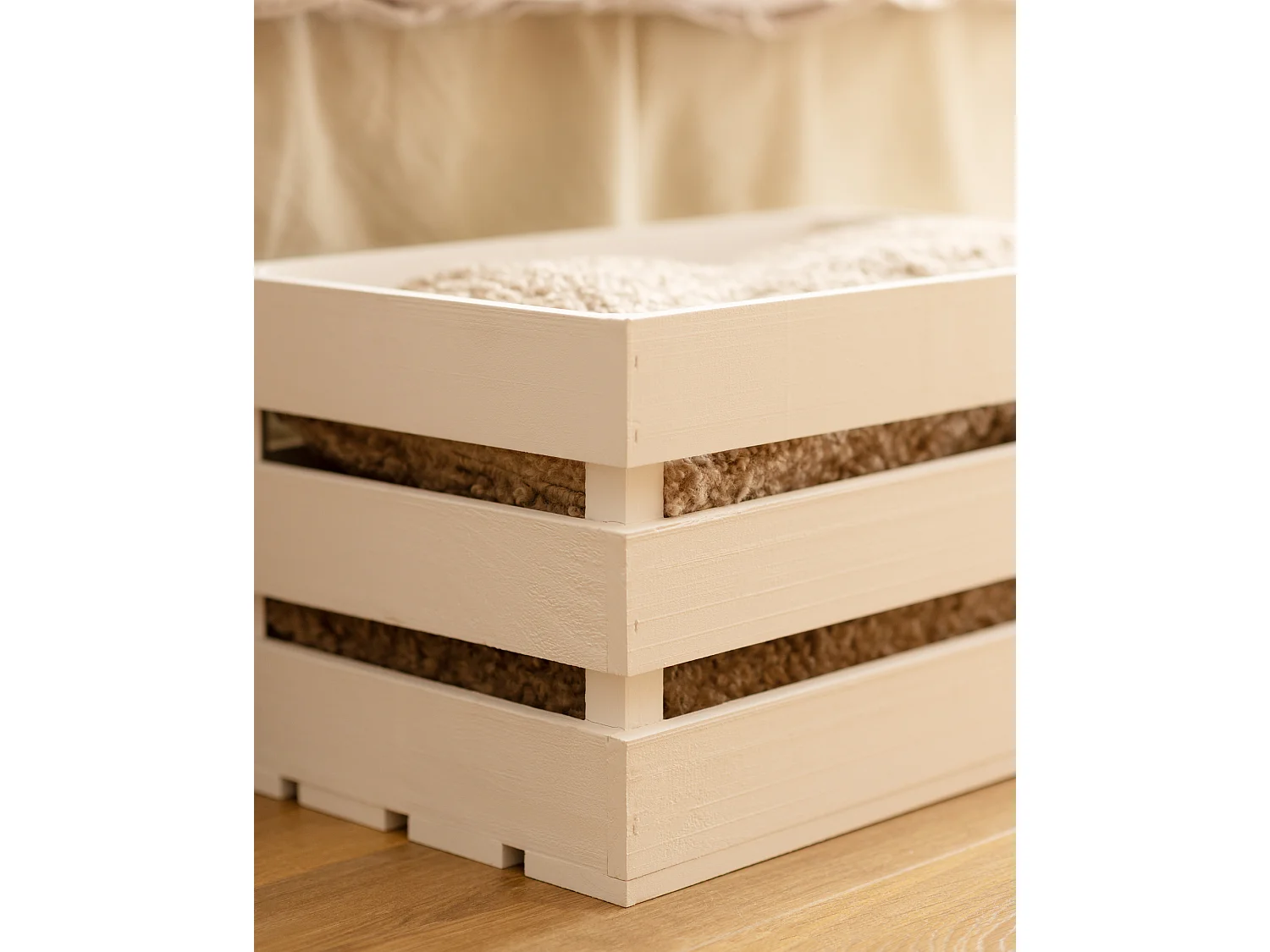 Scatola in legno massello in tono bianco 49x30,5x25,5cm - BOX - DECOWOOD