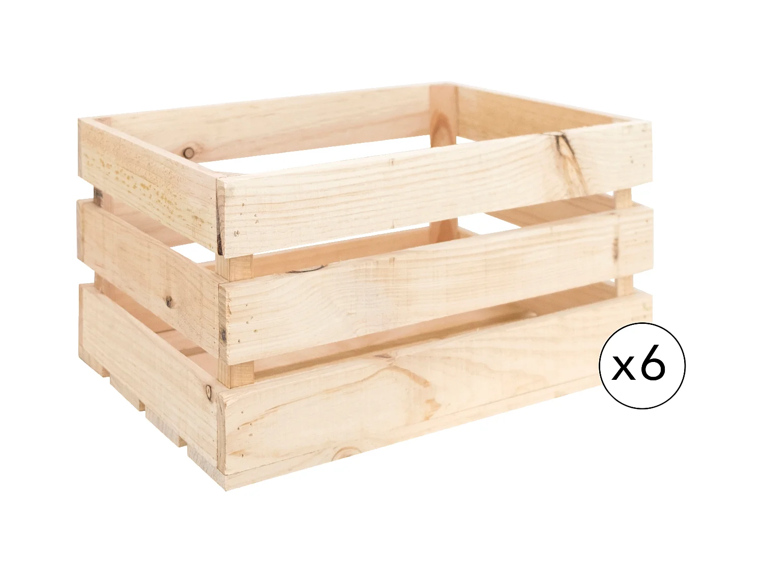 Set di 6 scatole in legno massello in tono naturale 49x30,5x25,5cm - BOX - DECOWOOD