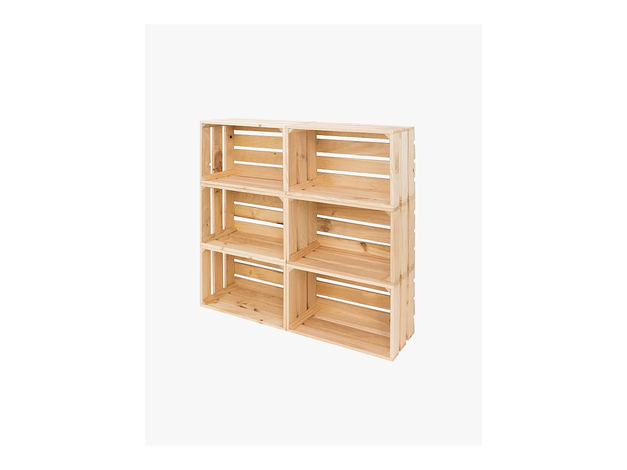 Set di 6 scatole in legno massello in tono naturale 49x30,5x25,5cm - BOX - DECOWOOD