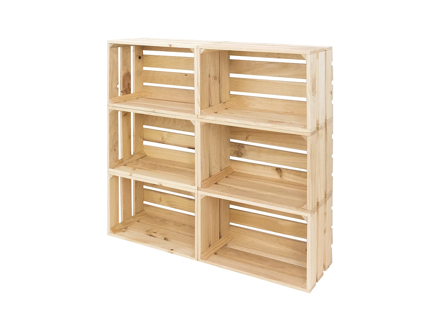 Set di 6 scatole in legno massello in tono naturale 49x30,5x25,5cm - BOX - DECOWOOD