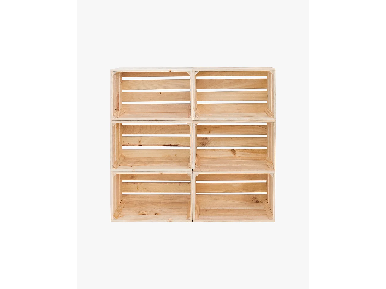 Pack 6 boîtes en bois de pin grandes naturelles 49x25,5cm - BOX - DECOWOOD