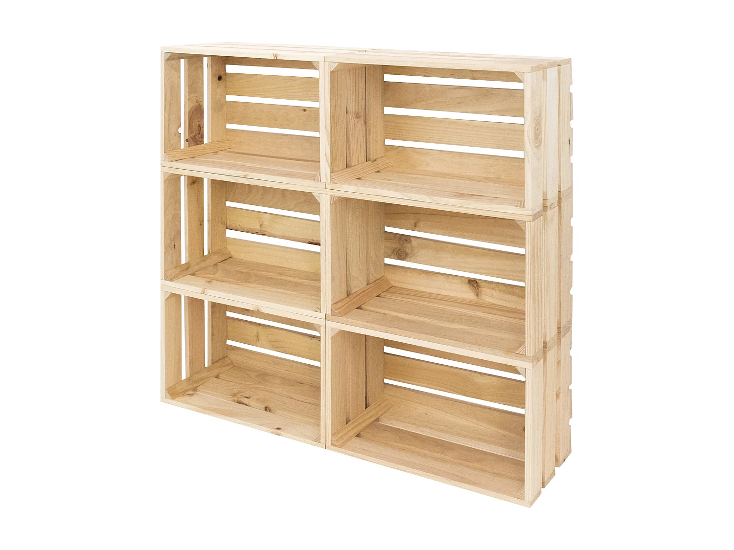 Pack 6 boîtes en bois de pin grandes naturelles 49x25,5cm - BOX - DECOWOOD