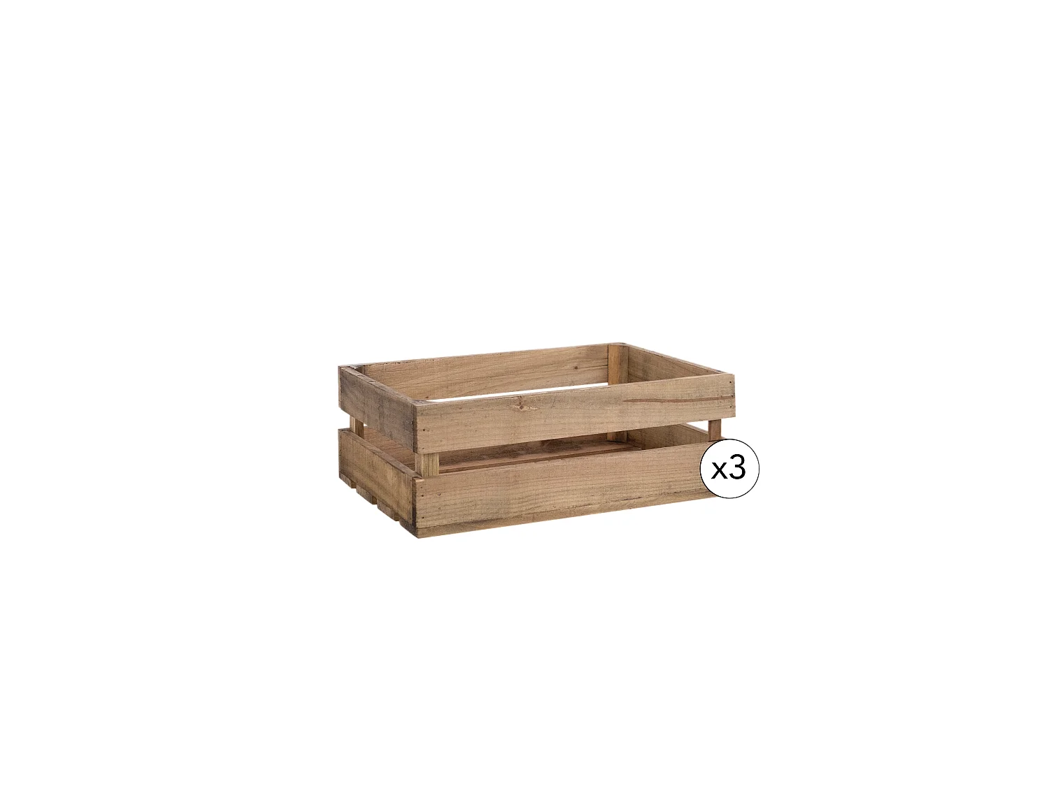 Set di 3 scatole in legno massello in tono marrone 49x30,5x17,5cm - BOX - DECOWOOD