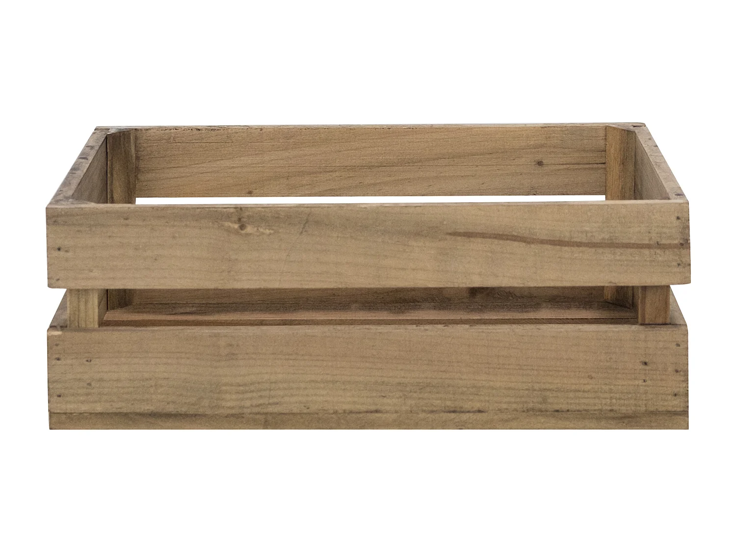 Pack 3 boîtes en bois de pin marronnes vieillis 49x17,5cm - BOX - DECOWOOD