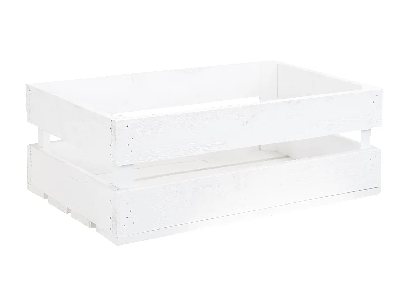 Caja de madera maciza en tono blanco de 49x30,5x17,5cm - BOX - DECOWOOD