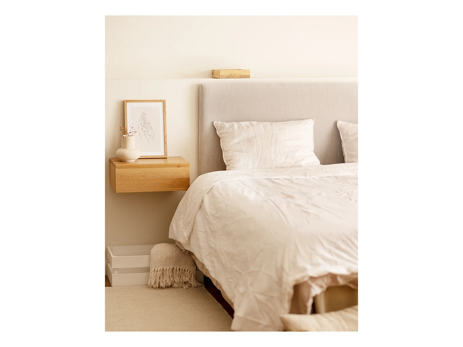 Caja de madera maciza en tono blanco de 49x30,5x17,5cm - BOX - DECOWOOD