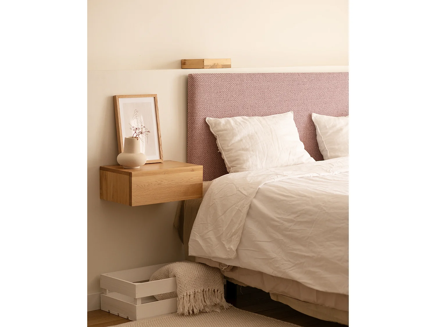 Caja de madera maciza en tono blanco de 49x30,5x17,5cm - BOX - DECOWOOD