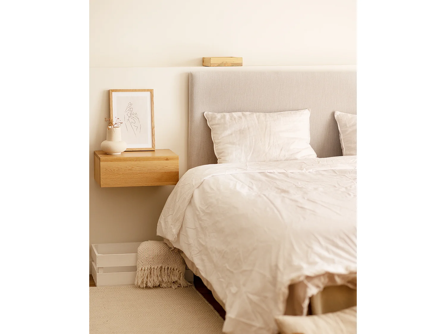 Caja de madera maciza en tono blanco de 49x30,5x17,5cm - BOX - DECOWOOD