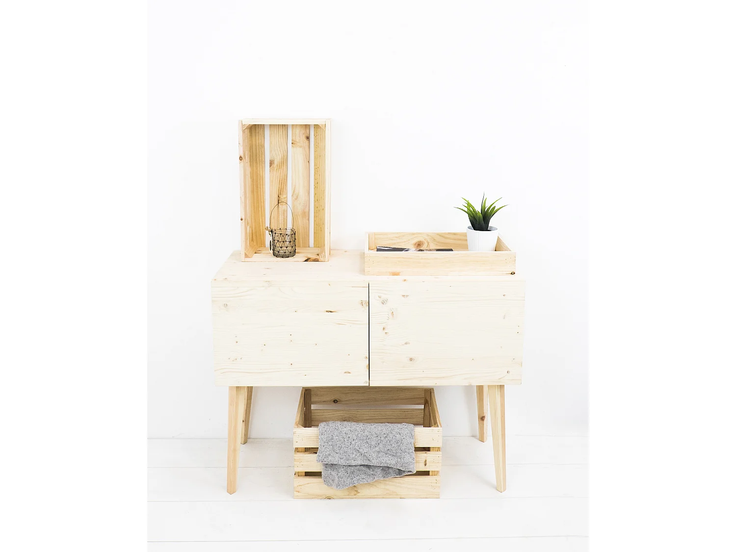 Scatola in legno massello in tono naturale 49x30,5x25,5cm - BOX - DECOWOOD