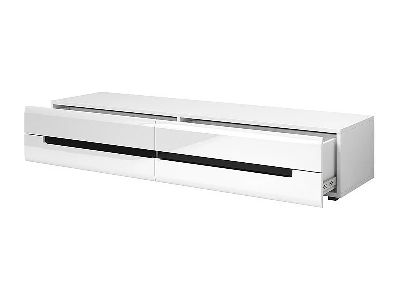 Móvel para TV 180cm Coleção LUCIA. 2 gavetas, cor branca, fachadas brilhantes. Estilo design.