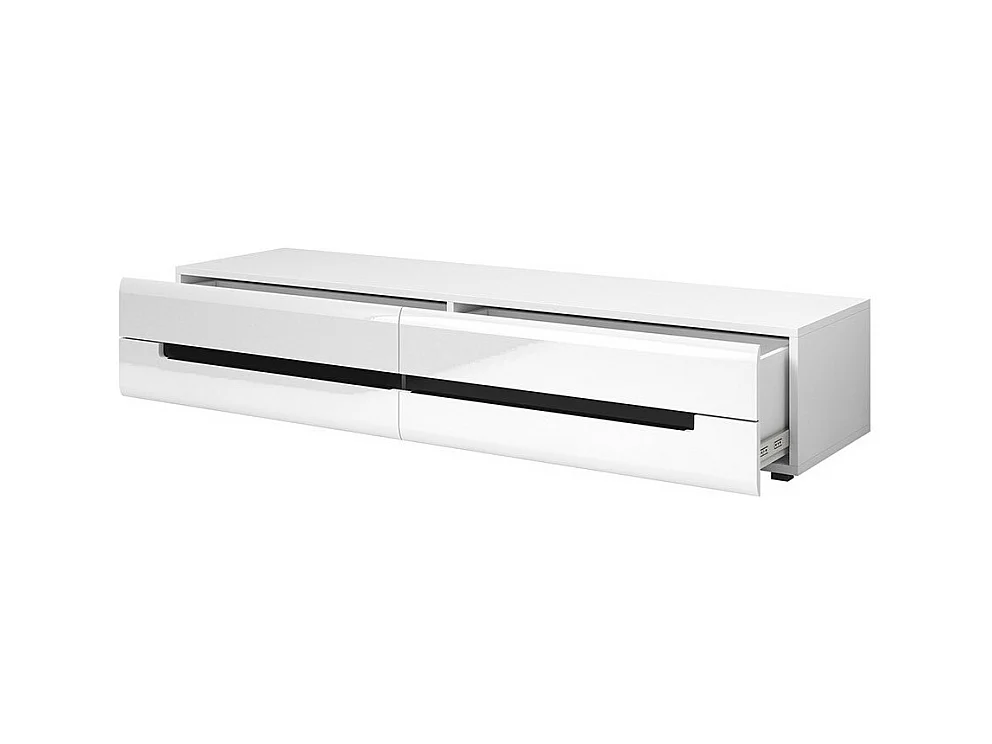 Móvel para TV 180cm Coleção LUCIA. 2 gavetas, cor branca, fachadas brilhantes. Estilo design.